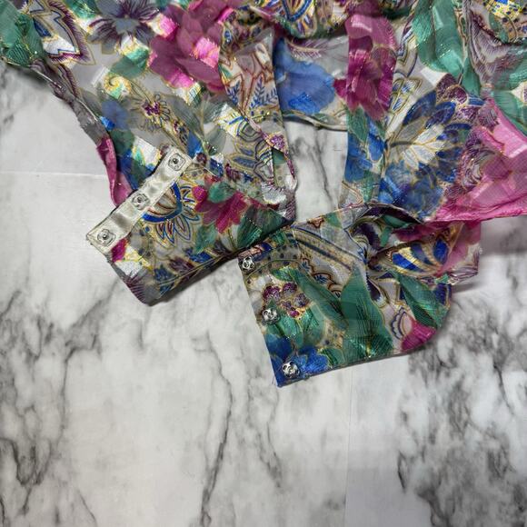 Vintage Victorias Secret Gold Label Lingerie Medium Teddie Floral Sheer Ruffle - Picture 7 of 11